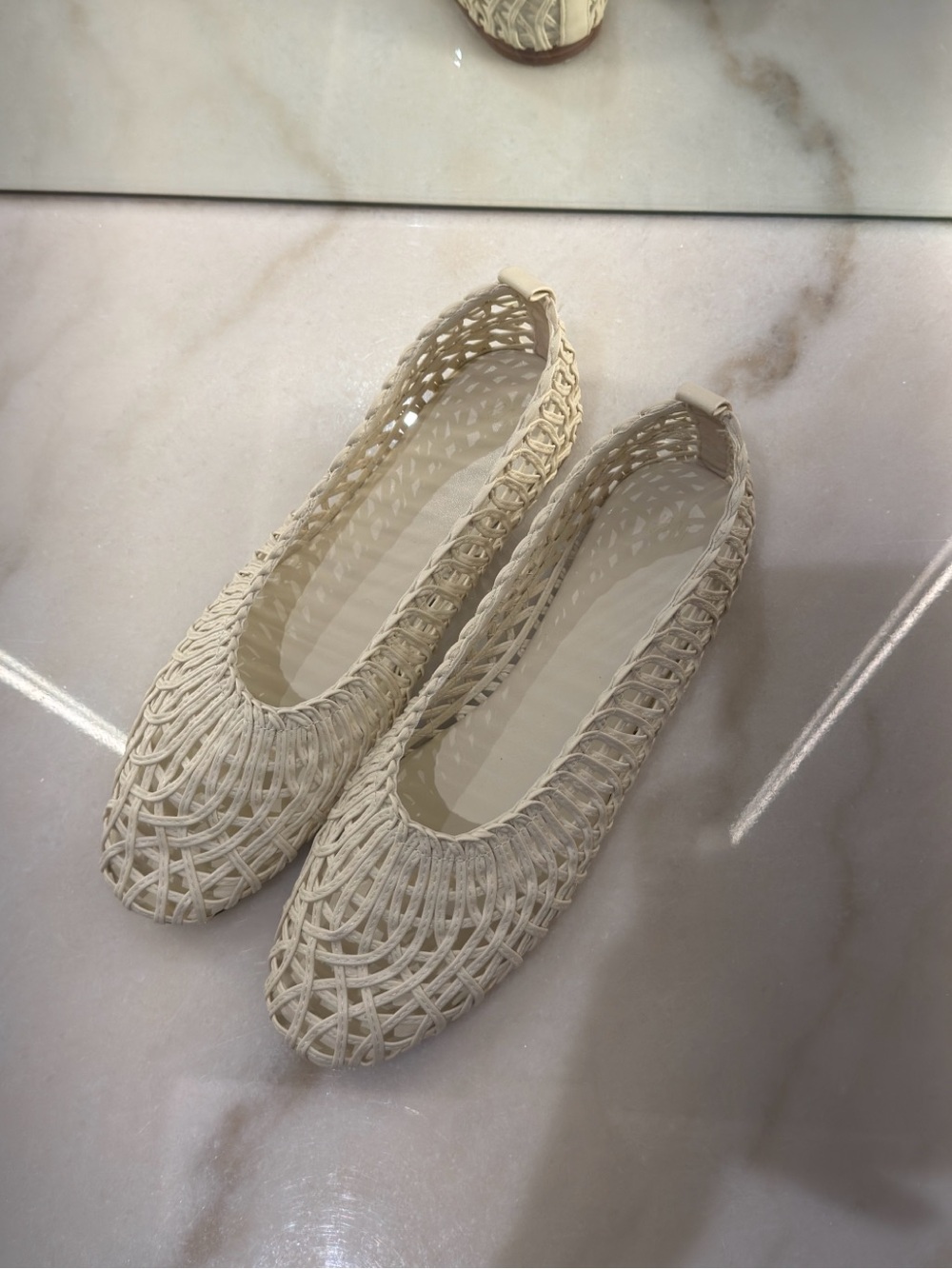 H&M Cream Woven Ballet Flats